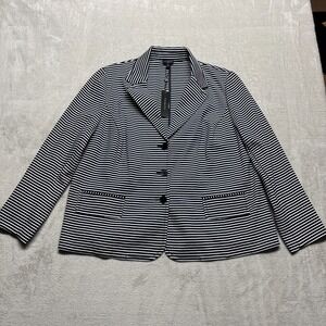 NWT Talbots Blazer Womens 3X Navy Stripe Cotton Stretch Nautical‎ Preppy Office